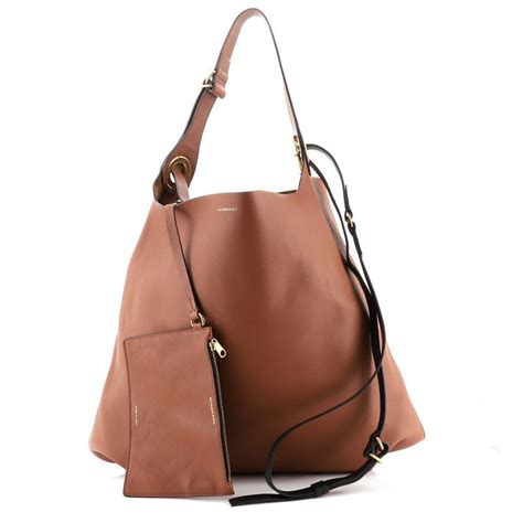 burberry grey leather hobo|Burberry grommet hobo shoulder bag.